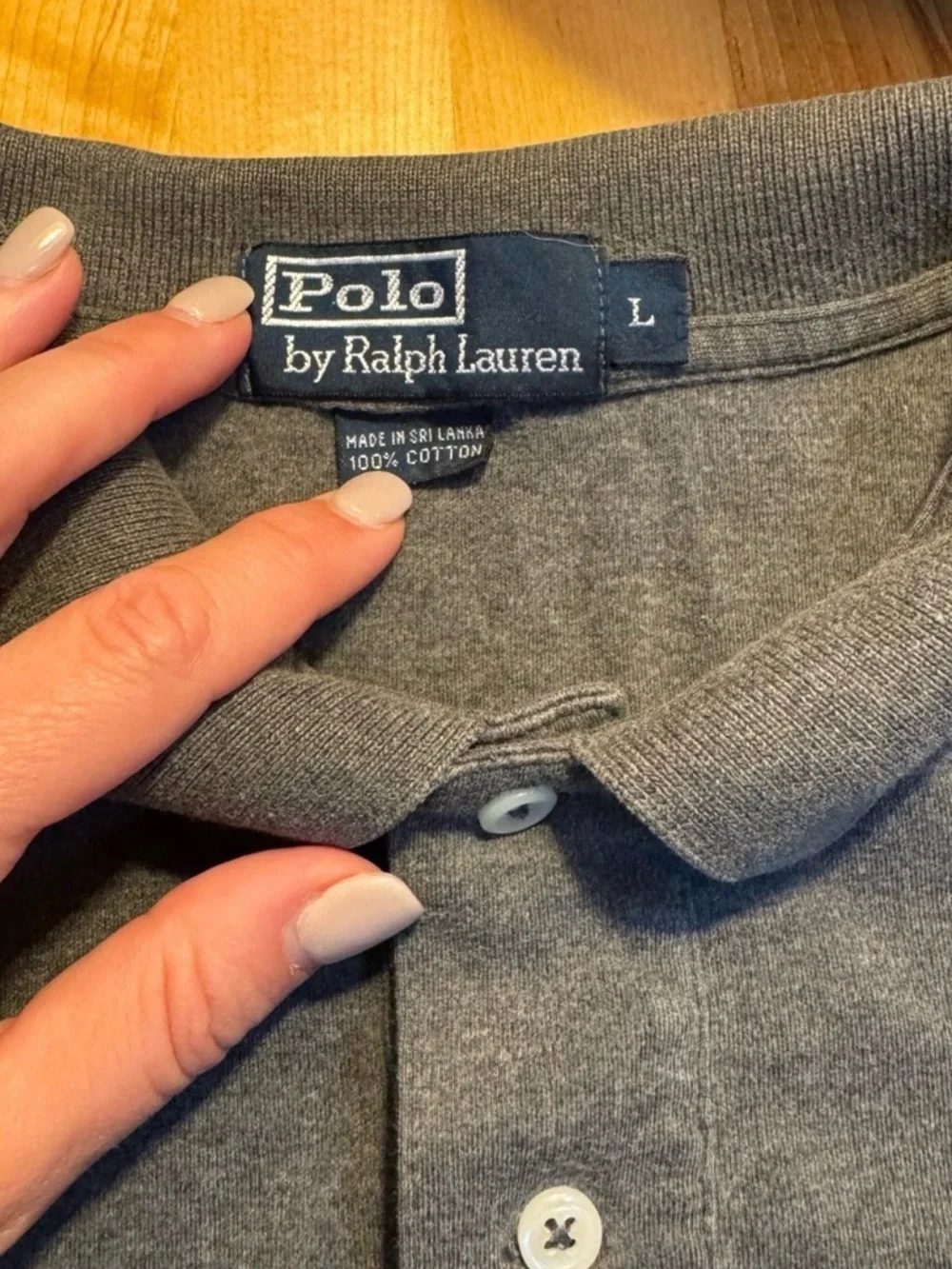 Polo by Ralph Lauren Men’s L Gray Cotton Polo Shirt Minimalist Y2K